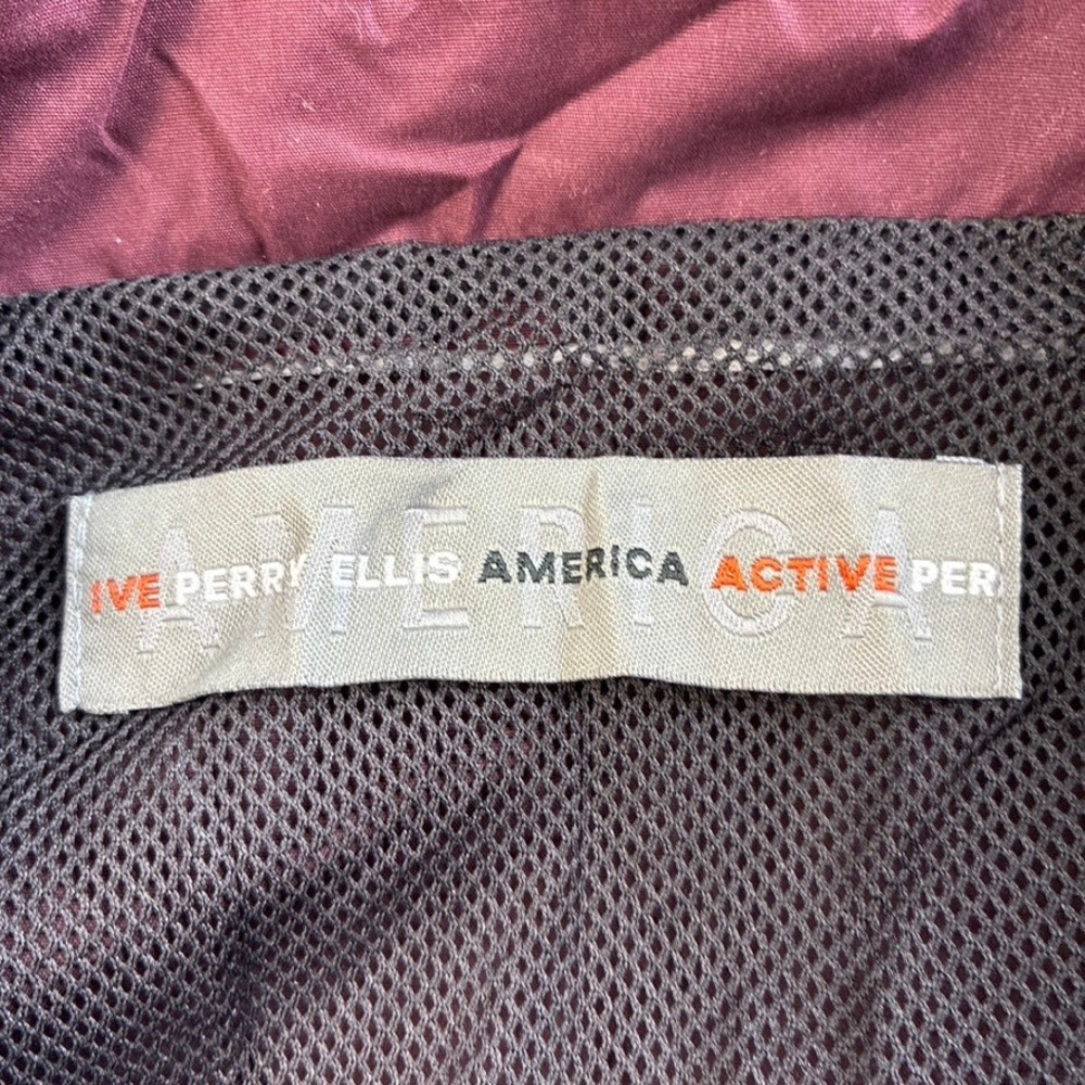 Perry Ellis America Active Mens XL Windbreaker Jacket Burgundy Olive Colorblock - Picture 4 of 16